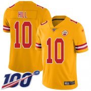 Wholesale Cheap Nike Chiefs #10 Tyreek Hill Gold Men's Stitched NFL Limited Inverted Legend 100th Season Jersey