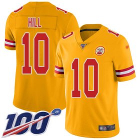 Wholesale Cheap Nike Chiefs #10 Tyreek Hill Gold Men\'s Stitched NFL Limited Inverted Legend 100th Season Jersey