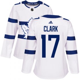 Wholesale Cheap Adidas Maple Leafs #17 Wendel Clark White Authentic 2018 Stadium Series Women\'s Stitched NHL Jersey