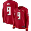 Wholesale Cheap Nike Buccaneers #9 Matt Gay Red Team Color Women's Stitched NFL Limited Therma Long Sleeve Jersey