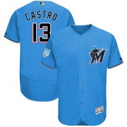 Wholesale Cheap Marlins #13 Starlin Castro Blue 2019 Spring Training Flex Base Stitched MLB Jersey