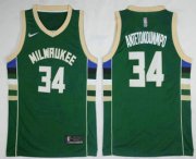 Wholesale Cheap Men's Milwaukee Bucks #34 Giannis Antetokounmpo Green 2017-2018 Nike Swingman Stitched NBA Jersey