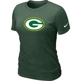 Wholesale Cheap Women\'s Nike Dark Green Bay Packers Logo NFL T-Shirt Dark Green