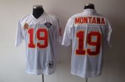 Wholesale Cheap Mitchell & Ness Chiefs #19 Joe Montana White 75th Anniversary Stitched Throwback NFL Jersey