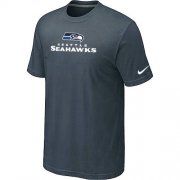 Wholesale Cheap Nike Seattle Seahawks Authentic Logo NFL T-Shirt Crow Grey