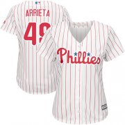 Wholesale Cheap Phillies #49 Jake Arrieta White(Red Strip) Home Women's Stitched MLB Jersey
