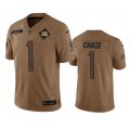 Wholesale Cheap Men's Cincinnati Bengals #1 Ja'Marr Chase 2023 Brown Salute To Service Limited Football Stitched Jersey
