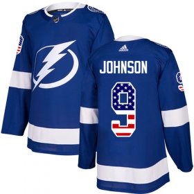 Wholesale Cheap Adidas Lightning #9 Tyler Johnson Blue Home Authentic USA Flag Stitched NHL Jersey