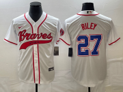 Wholesale Cheap Men's Atlanta Braves #27 Austin Riley White Cool Base With Patch Stitched Baseball Jersey