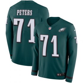 Wholesale Cheap Nike Eagles #71 Jason Peters Midnight Green Team Color Men\'s Stitched NFL Limited Therma Long Sleeve Jersey