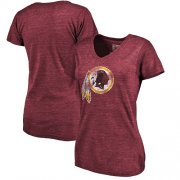 Wholesale Cheap Women's Washington Redskins NFL Pro Line by Fanatics Branded Maroon Distressed Team Logo Tri-Blend T-Shirt