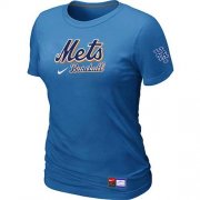 Wholesale Cheap Women's New York Mets Nike Short Sleeve Practice MLB T-Shirt Indigo Blue