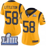 Wholesale Cheap Nike Rams #58 Cory Littleton Gold Super Bowl LIII Bound Women's Stitched NFL Limited Rush Jersey