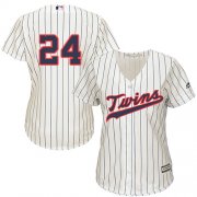 Wholesale Cheap Twins #24 Trevor Plouffe Cream Strip Alternate Women's Stitched MLB Jersey