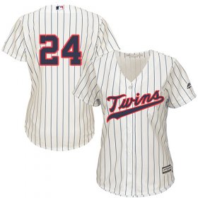 Wholesale Cheap Twins #24 Trevor Plouffe Cream Strip Alternate Women\'s Stitched MLB Jersey