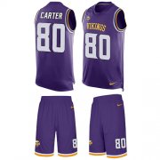 Wholesale Cheap Nike Vikings #80 Cris Carter Purple Team Color Men's Stitched NFL Limited Tank Top Suit Jersey