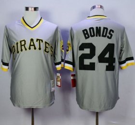 Wholesale Cheap Mitchell And Ness Pirates #24 Barry Bonds Grey Throwback Stitched MLB Jersey