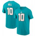 Wholesale Cheap Men's Miami Dolphins #10 Tyreek Hill 2022 Aqua Name & Number T-Shirt