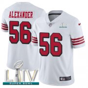 Wholesale Cheap Nike 49ers #56 Kwon Alexander White Super Bowl LIV 2020 Rush Men's Stitched NFL Vapor Untouchable Limited Jersey
