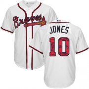 Wholesale Cheap Braves #10 Chipper Jones White Team Logo Fashion Stitched MLB Jersey