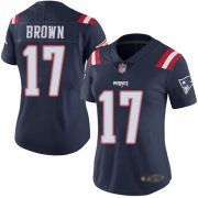 Wholesale Cheap Nike Patriots #17 Antonio Brown Navy Blue Women's Stitched NFL Limited Rush Jersey