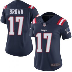 Wholesale Cheap Nike Patriots #17 Antonio Brown Navy Blue Women\'s Stitched NFL Limited Rush Jersey