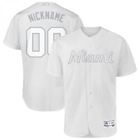 Wholesale Cheap Miami Marlins Majestic 2019 Players\' Weekend Flex Base Authentic Roster Custom Jersey White