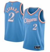 Wholesale Cheap Men's Los Angeles Clippers #2 Kawhi Leonard Light Blue 2021-22 City Edition 75th Anniversary Stitched Basketball Jersey