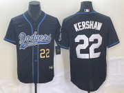 Wholesale Cheap Men's Los Angeles Dodgers #22 Clayton Kershaw Number Black Cool Base Stitched Baseball Jersey