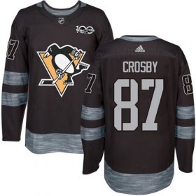 Wholesale Cheap Adidas Penguins #87 Sidney Crosby Black 1917-2017 100th Anniversary Stitched NHL Jersey