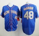 Wholesale Cheap Mets #48 Jacob DeGrom Blue(Grey NO.) Alternate Road Cool Base Stitched MLB Jersey