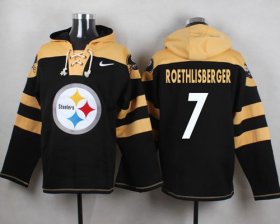 Wholesale Cheap Nike Steelers #7 Ben Roethlisberger Black Player Pullover NFL Hoodie