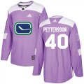 Wholesale Cheap Adidas Canucks #40 Elias Pettersson Purple Authentic Fights Cancer Stitched NHL Jersey