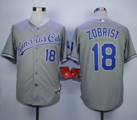 Wholesale Cheap Royals #18 Ben Zobrist Grey Cool Base Stitched MLB Jersey