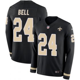 Wholesale Cheap Nike Saints #24 Vonn Bell Black Team Color Men\'s Stitched NFL Limited Therma Long Sleeve Jersey
