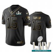 Wholesale Cheap Nike 49ers #15 Trent Taylor Black Golden Super Bowl LIV 2020 Limited Edition Stitched NFL Jersey