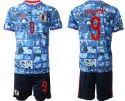 Cheap Men's Japan #9 Minamino Blue Home Soccer Jersey Suit