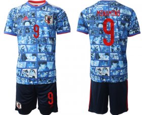 Cheap Men\'s Japan #9 Minamino Blue Home Soccer Jersey Suit