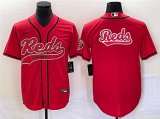 Wholesale Cheap Men's Cincinnati Reds Red Team Big Logo With Patch Cool Base Stitched Baseball Jersey