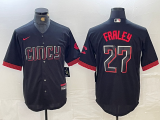 Cheap Men's Cincinnati Reds #27 Jake Fraley Black 2023 City Connect Cool Base Stitched Jersey
