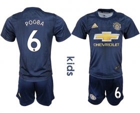 Wholesale Cheap Manchester United #6 Pogba Third Kid Soccer Club Jersey