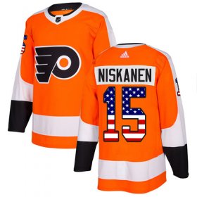 Wholesale Cheap Adidas Flyers #15 Matt Niskanen Orange Home Authentic USA Flag Stitched NHL Jersey