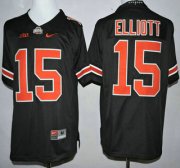 Wholesale Cheap Ohio State Buckeyes #15 Ezekiel Elliott Black With Orange College Football Nike Limited Jersey
