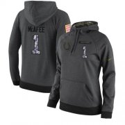 Wholesale Cheap NFL Women's Nike Indianapolis Colts #1 Pat McAfee Stitched Black Anthracite Salute to Service Player Performance Hoodie