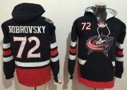 Wholesale Cheap Blue Jackets #72 Sergei Bobrovsky Navy Blue Name & Number Pullover NHL Hoodie