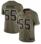 Wholesale Cheap Men's Tampa Bay Buccaneers #55 Derrick Brooks 2022 Olive Salute To Service Limited Stitched Jersey