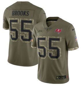 Wholesale Cheap Men\'s Tampa Bay Buccaneers #55 Derrick Brooks 2022 Olive Salute To Service Limited Stitched Jersey