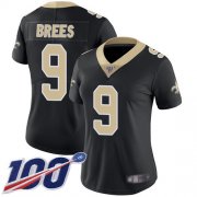 Wholesale Cheap Nike Saints #9 Drew Brees Black Team Color Women's Stitched NFL 100th Season Vapor Limited Jersey