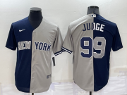 Wholesale Cheap Men's New York Yankees #99 Aaron Judge Navy Blue Grey Two Tone Stitched Throwback Nike Jersey