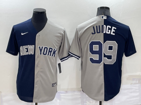 Wholesale Cheap Men\'s New York Yankees #99 Aaron Judge Navy Blue Grey Two Tone Stitched Throwback Nike Jersey